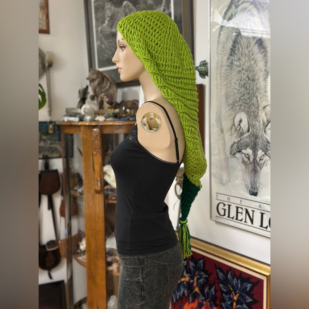 Handmade Crocheted Faerie 🧚 Hooded Hat with Tail